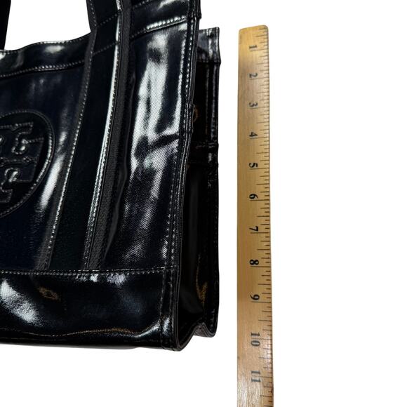 Tory Burch Patent Nylon Tote Bag Big Logo Black - Picture 7 of 16
